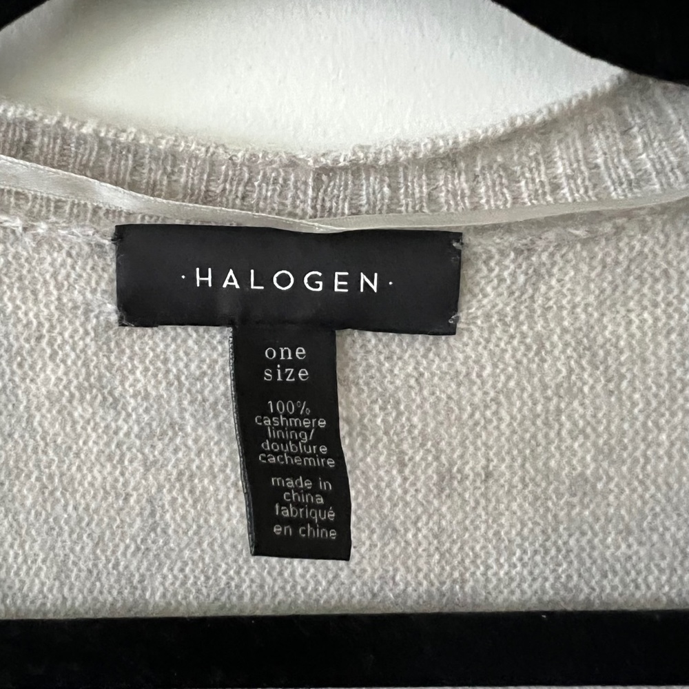 Halogen One Size Gray Open Front 100% Cashmere 3/… - image 3